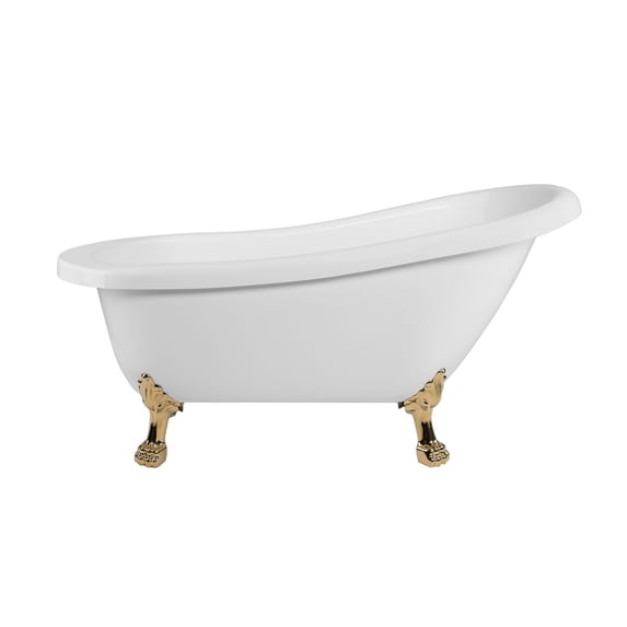 Charleston 67 Inch Acrylic Slipper Clawfoot Tub - No Faucet Drillings - Lion Paw Feet