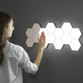 thumbnail image 6 of MEGICOT 10Pcs Smart Touch Sensitive Light Splicing Type Wall Sticker LED Light Free Drilling Install Hexagonal Modular Honeycomb Light, 6 of 7