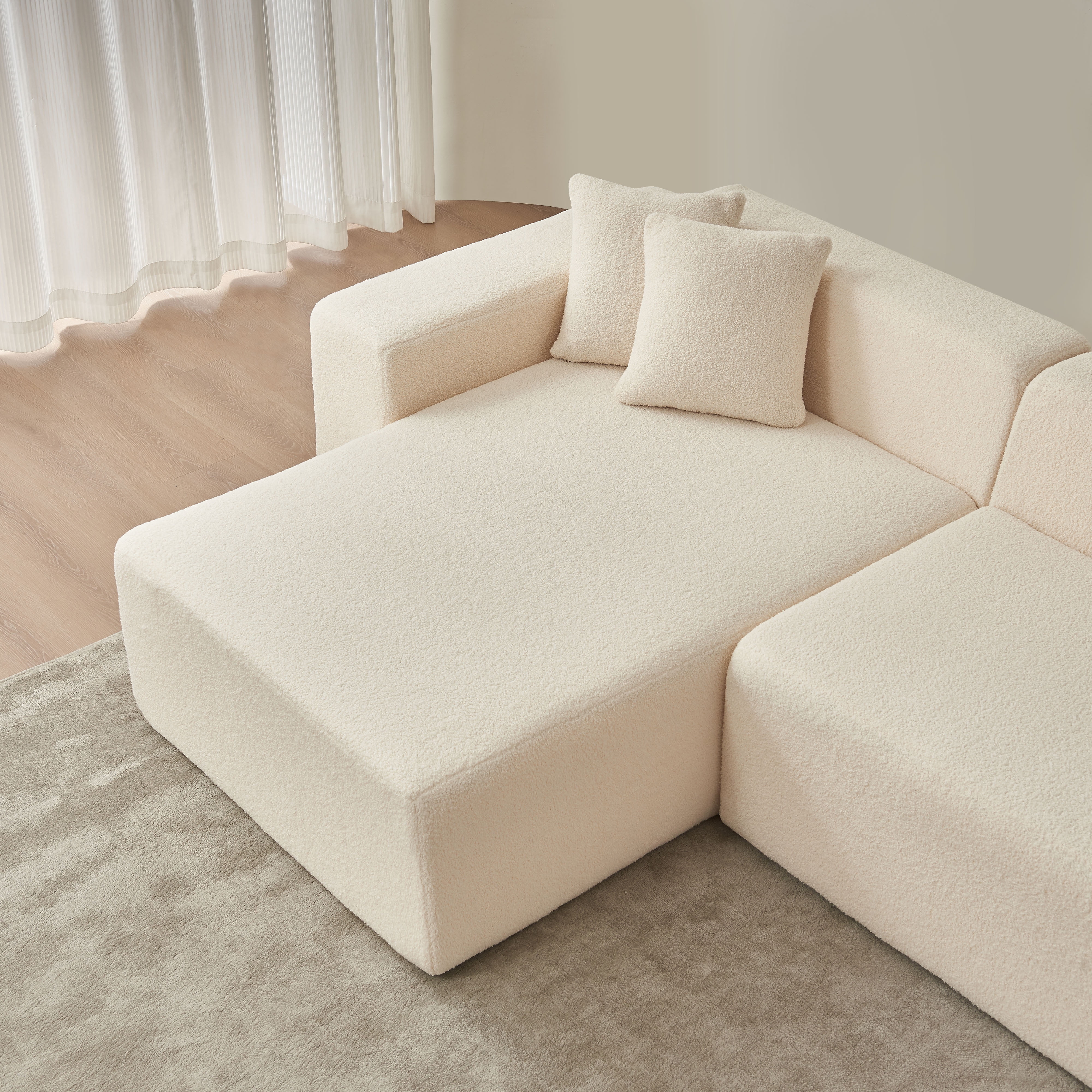 MAYEERTY Modular Sectional Couch, Lambswool Fabric Modern L-Shape Sectional Sofa with Chaise Lounge,Upholstered 5-seater Corner Sofa Couch for Bedrooms, Apartment
