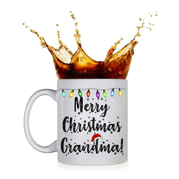 KROPSIS Merry Christmas Grandma - Xmas Gift for Family and Friends - Ceramic Coffee Mug White