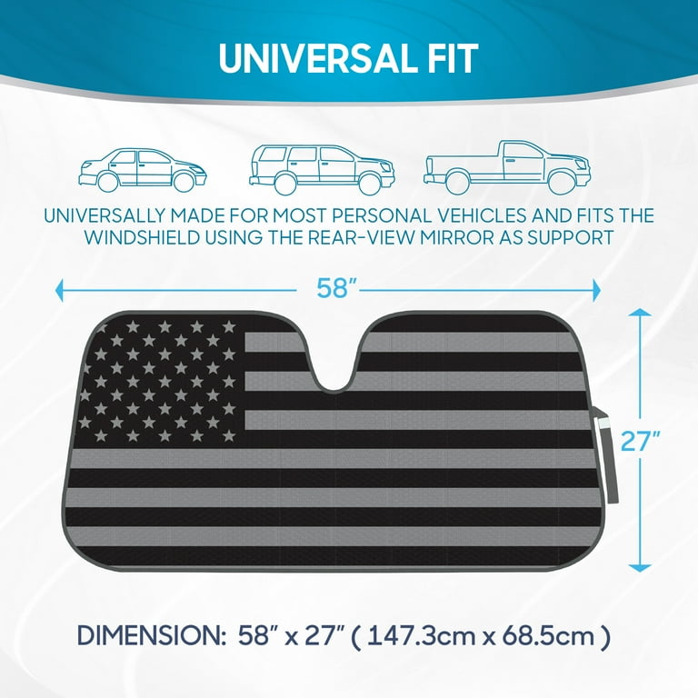 American Flag Windshield Sun Shade, Accordion Style photo 6