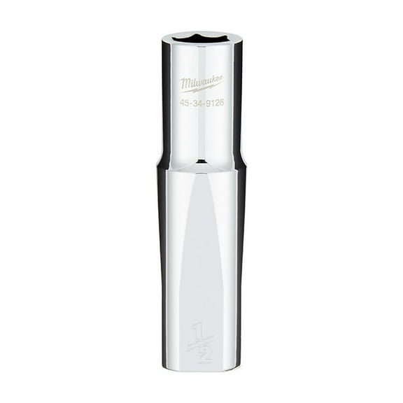 Pack of 1, Milwaukee 45-34-9126 1/2 Drive 1/2 Sae 6-Point Deep Socket with Four Flat Sides