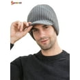 thumbnail image 4 of Spencer 2 In 1 Men Winter Warm Balaclava Beanie Hat Scarf Knit Caps Windproof Conjoined Sleeve Wool Cap Zipper Neck Warmer Ear Protector "Gray", 4 of 7