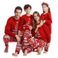 thumbnail image 2 of Conjunto de pijamas de algodón para niños, ropa de casa de dibujos animados, Papá Noel de Navidad, trajes de bebé, negro y rojo, 2 of 3
