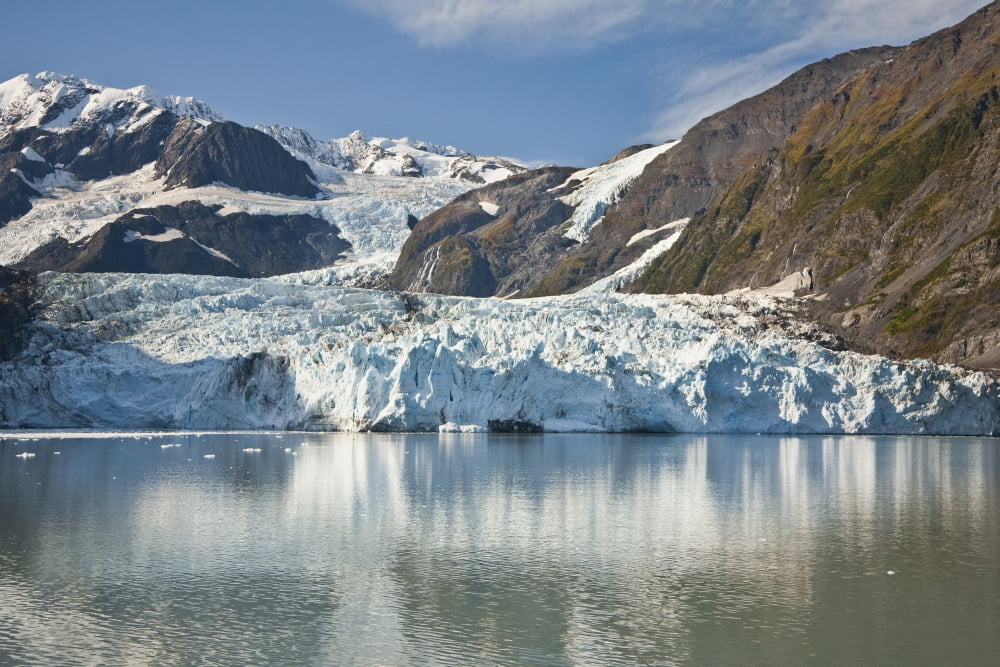 Scenic View Of Stairway Glacier (R) Flowing Into Surprise Glacier From Chugach Mountains And Then Into Surprise Inlet In Harriman Fjord Prince William Sound Southcentral Alaska Canvas Art - Jeff Schul