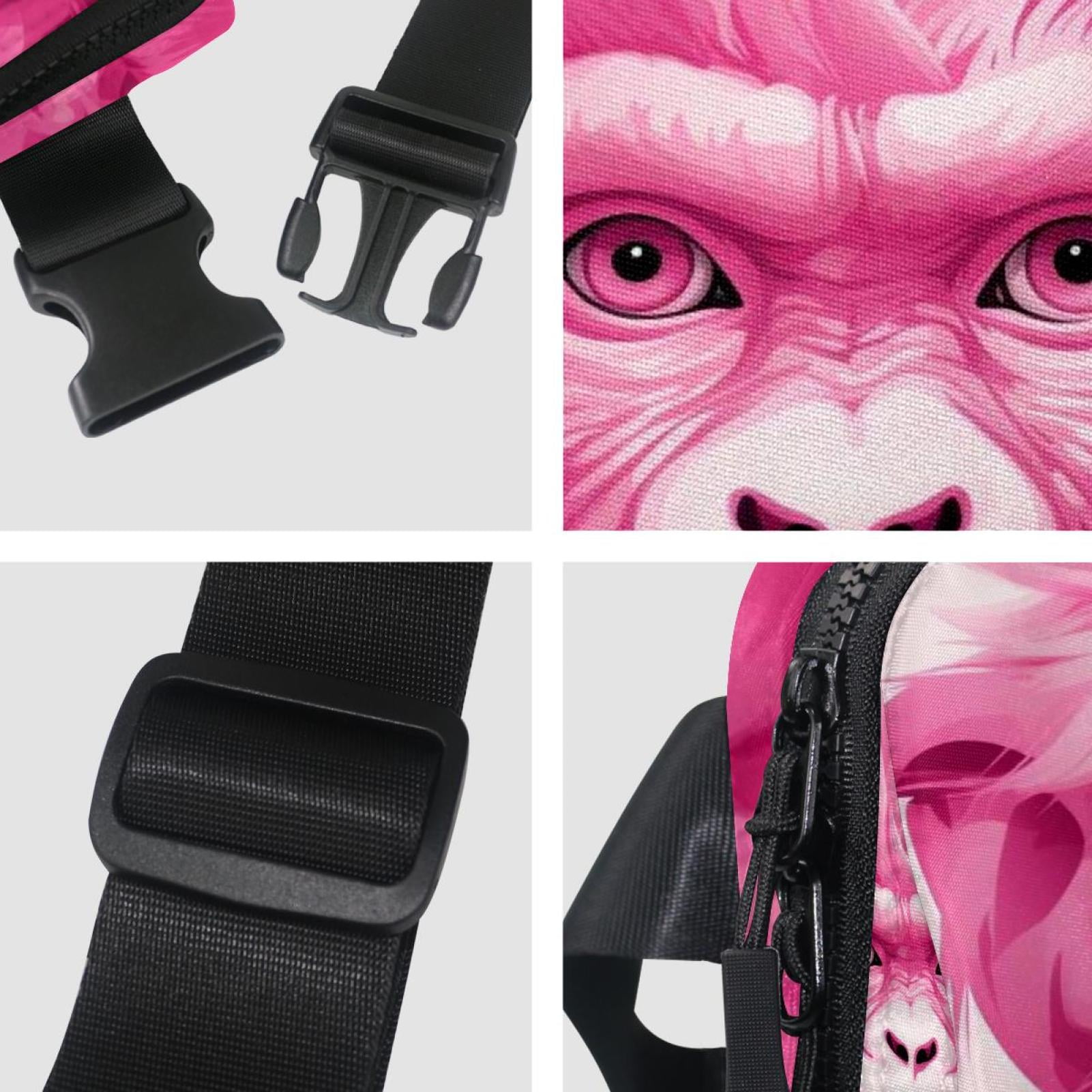 Pink monkey orangutan Lightweight Adjustable Crossbody Bag with Extension Strap - Unisex Fanny Pack