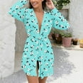 thumbnail image 7 of THDHVS Robes for Women,Womens Pajamas,Women Plus Size Milk Silk Print Robe with Tie Waist for Home Wear and Outdoor Loungewear Comfortable Morning Gown with Pajama Set Mint Green S, 7 of 7