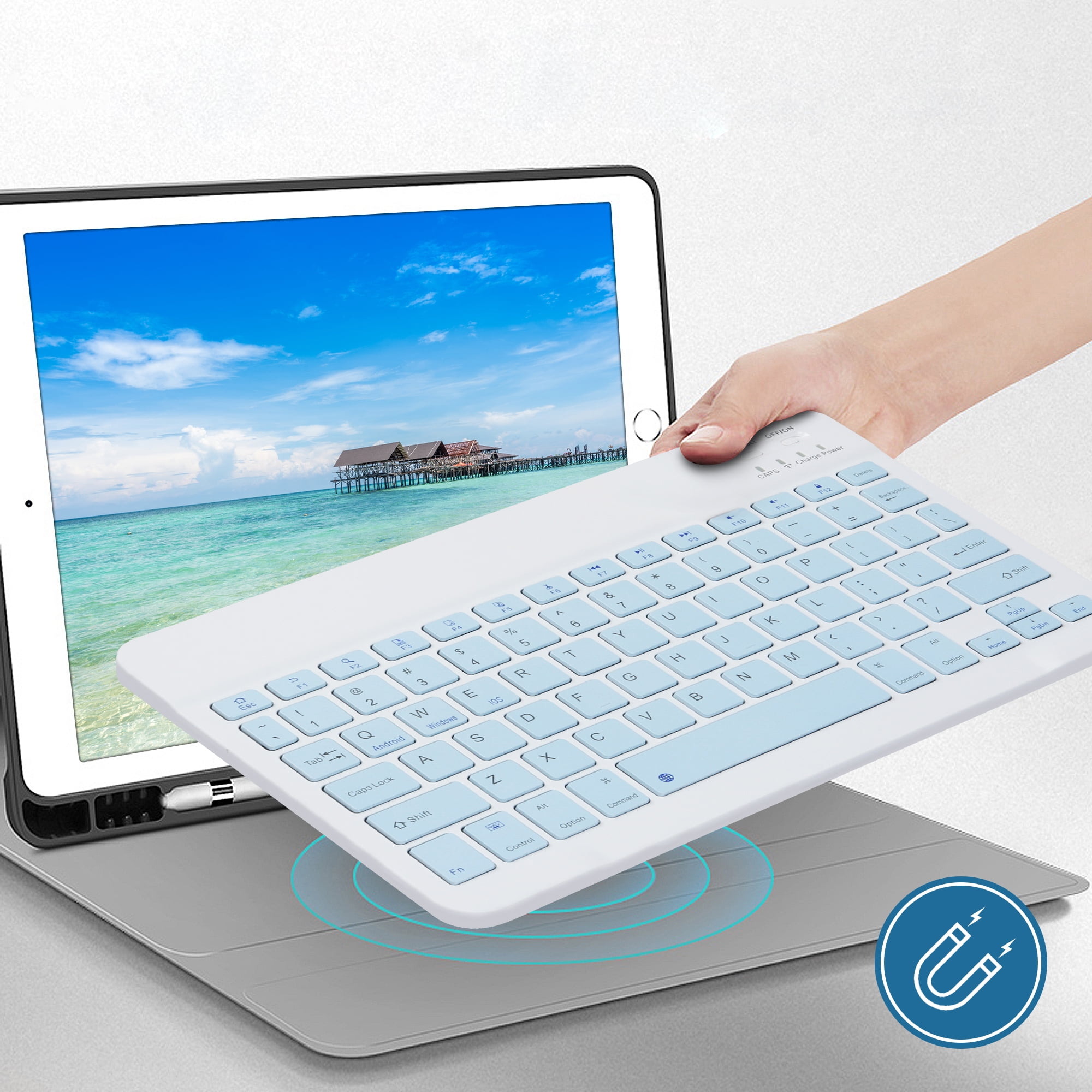 Dpisuuk 10 inch Wireless Bluetooth Keyboard Mouse Comb, Ultra-Slim Rechargeable Wireless Keyboard and Mouse Set for iOS Android Windows