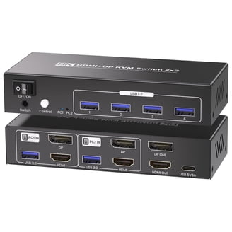 USB 3.0 KVM Switch 2 Computers 2 Monitors, Dual Monitor HDMI 2 in 2 Out