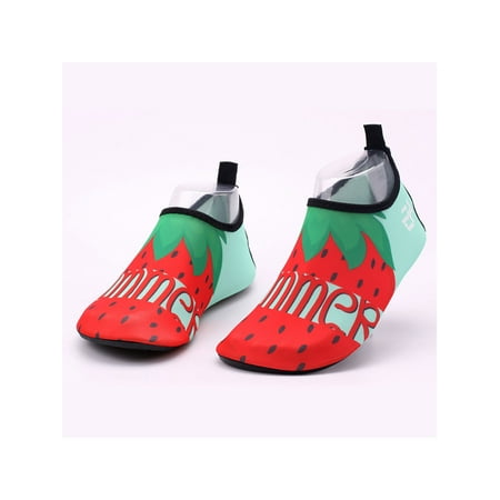 

Rotosw Kids Socks Low Top Water Shoes Round Toe Beach Shoe Comfort Slip On Flats Hiking Anti-Slip Strawberry 2Y/2.5Y
