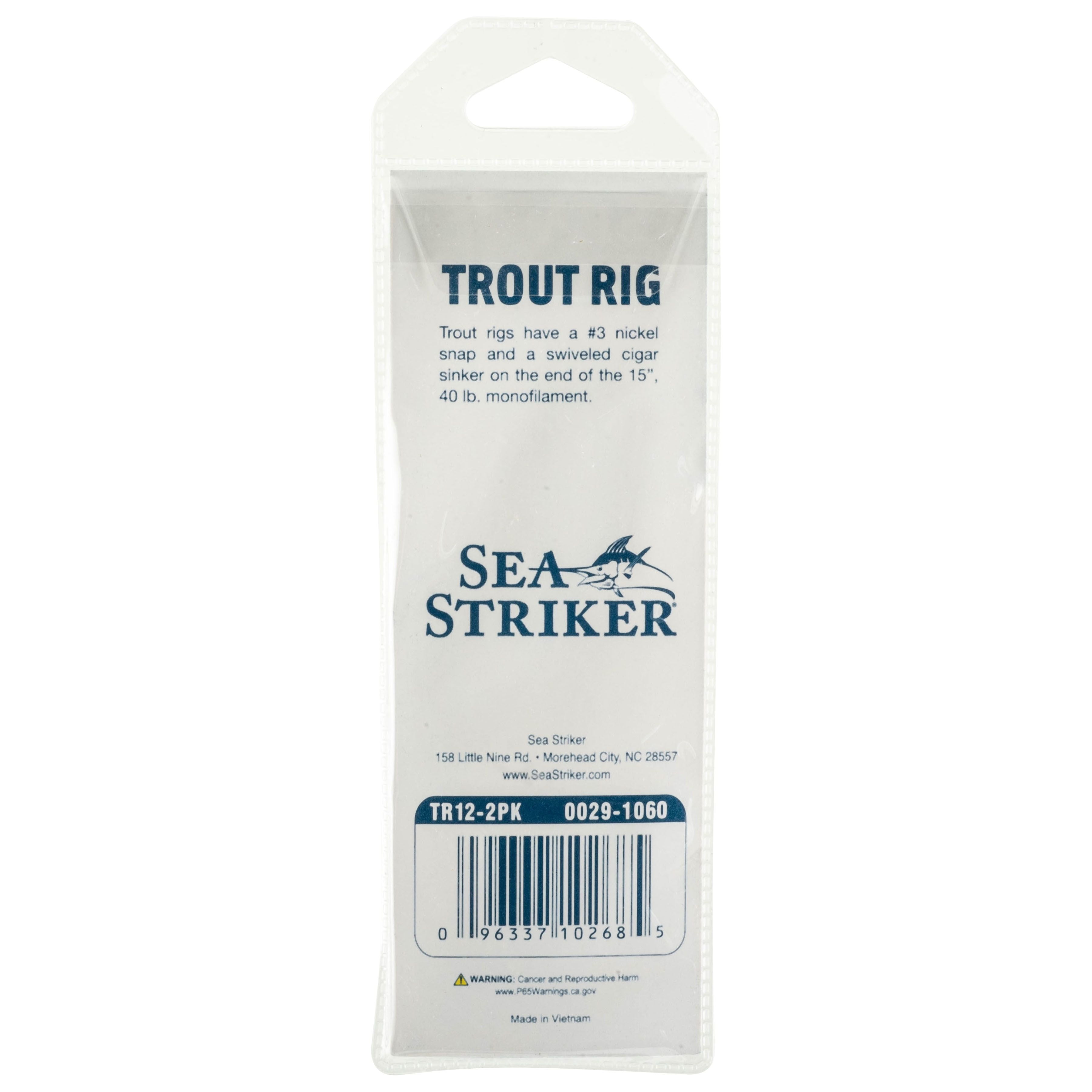 Sea Striker TR12-2PK Trout Rig 1/2oz Cigar Sinker, 15" 40lb Mono