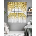 thumbnail image 5 of Yellow Eucalyptus Leaves Kitchen Curtain and Valance Set 3 Pieces,Rod Pocket Short Tier Curtains 24 Inch Length,Spring Floral Summer Botanical Swag Topper Small Window Treatment for Cafe Bathroom, 5 of 6