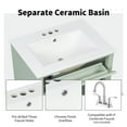 thumbnail image 4 of 24" Bathroom Vanity with Sink,  Free Standing Bathroom Storage Cabinet with 3 Drawers and Adjustable Shelves, Bathroom Vanity Set for Small to Medium Bathrooms, Green, 4 of 9