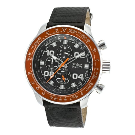 Invicta 18776Syb Men's Ltd Ed. Aviator Chrono Black Nylon And Dial Orange Bezel Watch