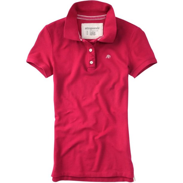 Aeropostale Womens Uniform A87 Polo de 3 botones, rosa, extragrande
