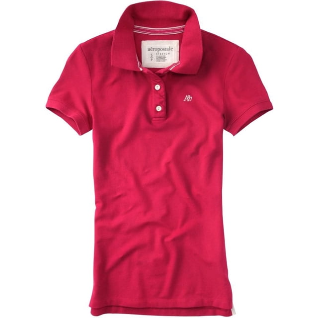 Aeropostale Womens Uniform A87 Polo de 3 botones, rosa, mediano
