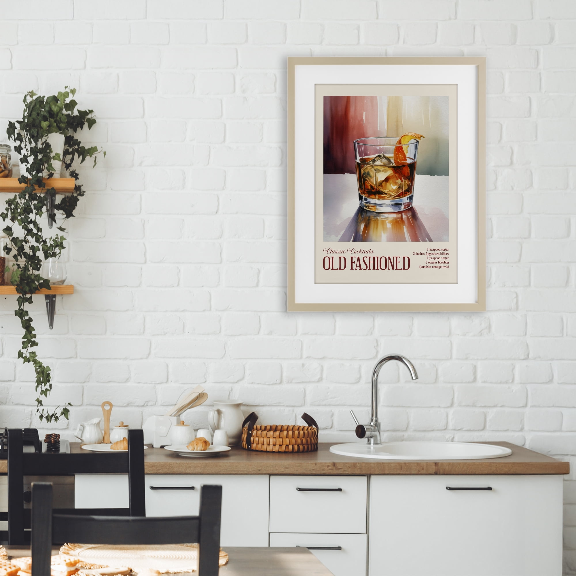Stupell Industries Old Fashioned on Surface Birch Framed Print Under Glass, design by Andreas Magnusson