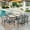 Gray, variant on Summit Living 7-Piece Outdoor Patio Dining Set with Rectangle Steel Table with Wooden Tabletop & Textilene Chairs for 6-Person, Black & Gray