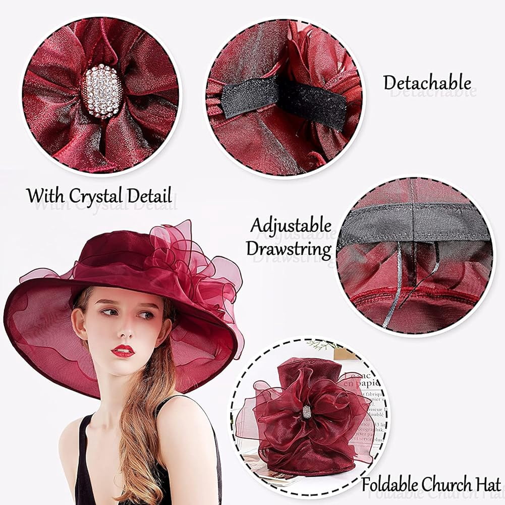 Women Floral Organza Tea Party Hat Ladies Flat Brim Bridal  display picture 1