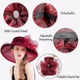 thumbnail image 5 of Women Floral Organza Tea Party Hat Ladies Flat Brim Bridal Shower Hat Church Hat Fascinator, 5 of 6