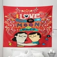 thumbnail image 1 of I Love You Tapestry, Couple Hugging with Oriental Calligraphy Love Words Togetherness Illustration, Fabric Wall Hanging Decor for Bedroom Living Room Dorm, 5 Sizes, Red Blue, by Ambesonne, 1 of 1