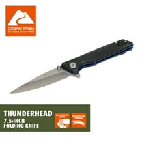 Ozark Trail Thunderhead 7.5-in Folding Knife, Black with Blue Liners