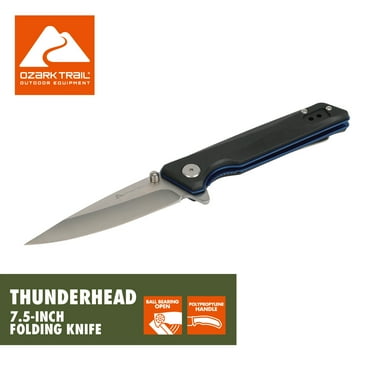 Ozark Trail Thunderhead Folding Knife, Black with Blue Liners, 7.5 in
