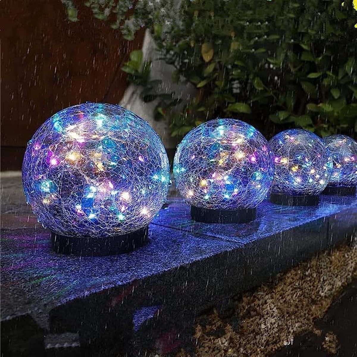 LINLIN Crackle Glass Ball Lights, Globes Solar Garden Lights Waterproof