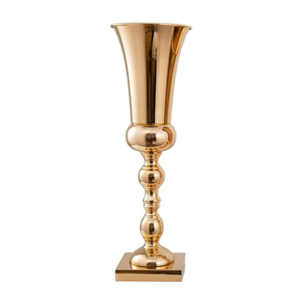 Centros de mesa Jarrón Arreglo floral Europeo Elegante Jarrón de flores de trompeta de metal 15x19x54cm