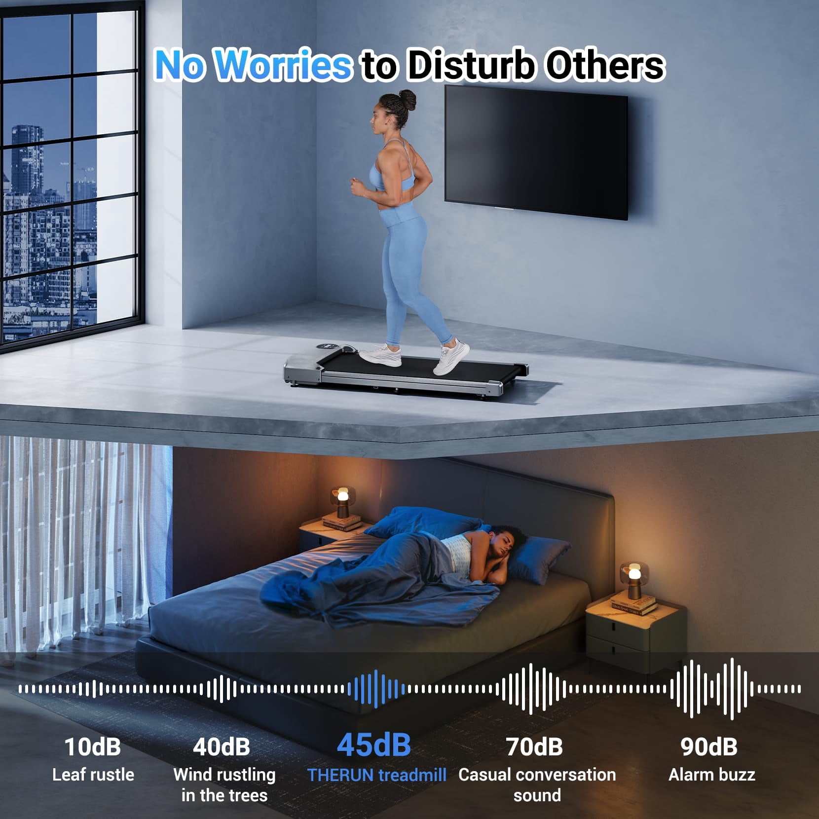 COFUNOK Walking Pad Treadmill Under Desk, Portable Mini Treadmill for Home/Office, Walking Pad Machine with 2.5HP and 265 lbs Weight Capacity Remote Control LED Display