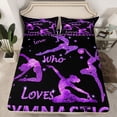 thumbnail image 2 of Homewish Gymnastics Dancing Lovers Twin Sheet Sets,Girls Gymnastic Sports Twin Fitted Sheet,Purple Sequin Print Flat Sheet For Kids,Ultra Soft Home Decor,3 Pieces, 2 of 7
