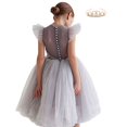 thumbnail image 1 of Vestidos de princesa blanca para niñas de flores para bodas Fiesta de cumpleaños elegante para niños Vestido de fiesta Manga de pétalo Disfraz de rendimiento para niños 7-8T (Etiqueta 140) Gao Jinjia LED, 1 of 2