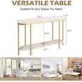 thumbnail image 2 of Karl home 2-Tier Console Table for Entryway, Sofa Table with Storage Shelves White Round Faux Marbled Tabletop Gold Metal Frame, Modern Behind Couch Table for Living Room Hallway Entrance Foyer, 2 of 7