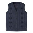 thumbnail image 2 of Donemore Men's V-Neck Single Button Sweater Vest Cardigan Fashionable Decorative Design Casual Versatile Trendy Men's Clothing, 2 of 4