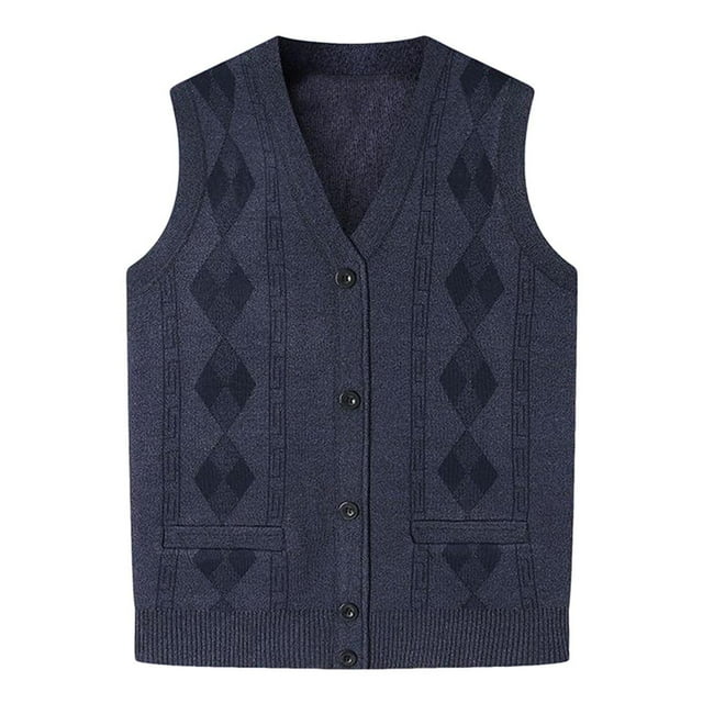 Men's V-Neck Sweater Vest, Sleeveless Cardigan with Button Front, Solid Pattern for Casual and Office Wear, Delivering Comfort and Style