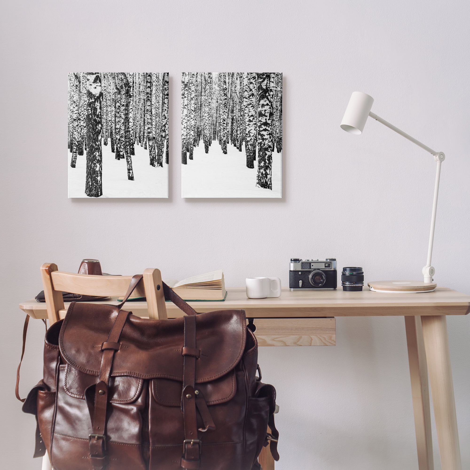 Stupell Indtries Rtic Winter Forest Scene Black White Birch Trees,16 x 20,Design by Design Fabrikken