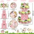 thumbnail image 3 of Pink Farm Animals Cupcake Stand 3 Tiers Farm Birthday Party Tower Barnyard Party Stand Holder Decorations for Farmhouse Baby Shower Supplies, 3 of 7