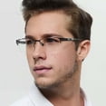 thumbnail image 3 of Blue Light Blocking Glasses for Men,Stylish Half Frame Metal Computer/Gaming/TV/Phone Readers,Lightweight Spring Hinge Eyeglasses Anti Eyestrain/Glare/UV, 3 of 8