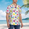 thumbnail image 2 of KLL Men's Hawaiian Shirt Short Sleeve Button Down Beach Shirts-Doodle Fruits, 2 of 5