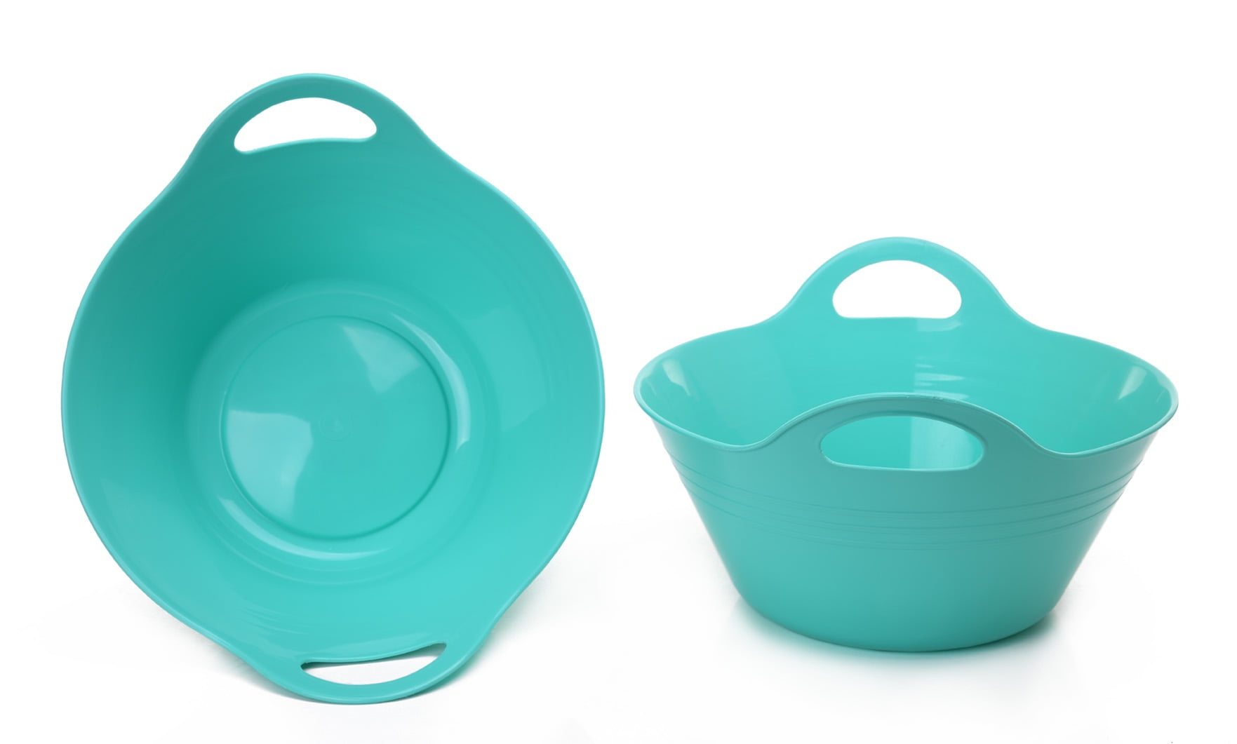 Mintra Home Plastic Bowls with Handles 2 Pack (Medium, Teal)
