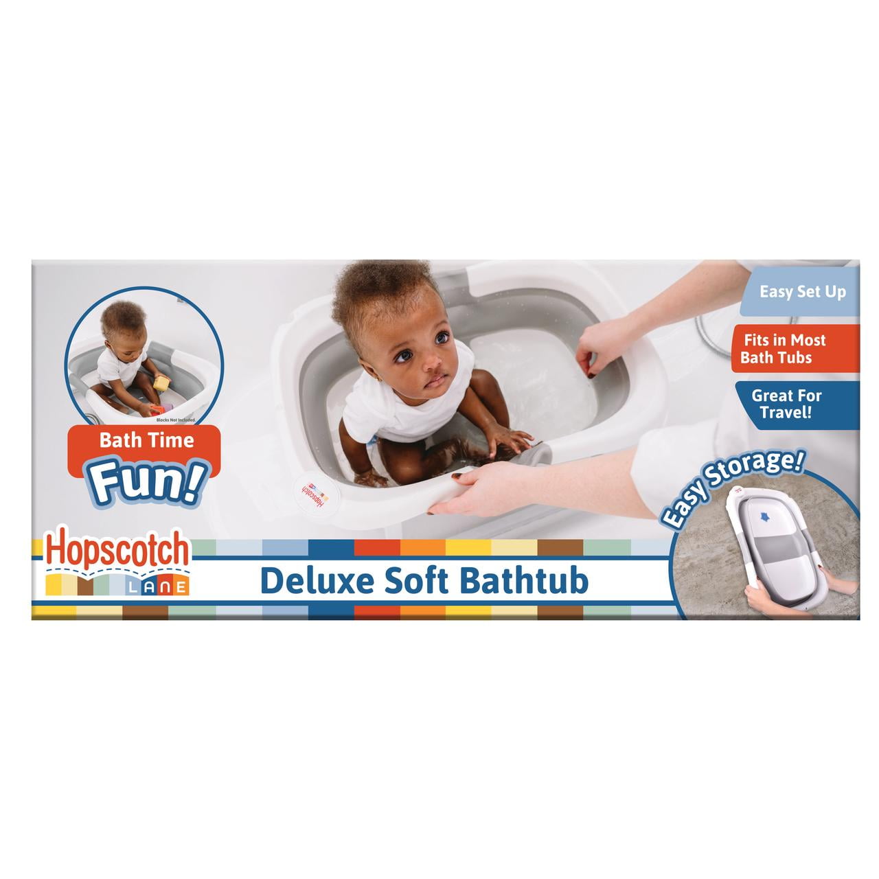 Hopscotch Lane Deluxe Soft Bathtub  Collapsible Baby Bathtub, Gray, Infants & Toddlers 6+ Months