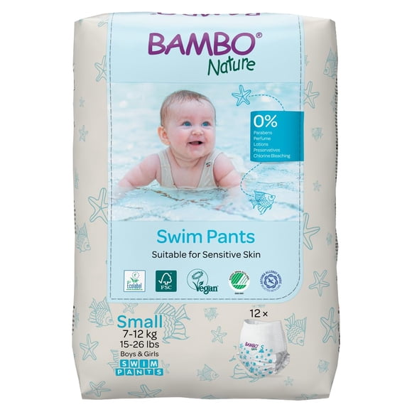 Pañales de natación Bambo Nature hipoalergénicos pequeños (15-26 libras)