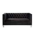 thumbnail image 2 of Heibero Sofa with 2 Pillows, 67 Inch Width Living Room Furniture, Loveseat Sofa, Modern Velvet Couch, Vintage Sofa with Silver Legs, Velvet Button Tufted Sofa, for Living Room, Apartment, Black, 2 of 4