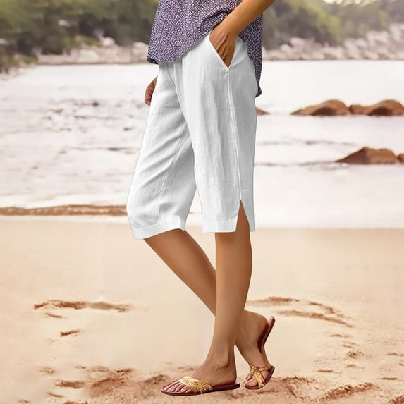 SUYIDA Women's Casual Elastic Waistband Loose Fit Shorts with Pockets Breathable Soft Stretchable Lightweight for Summer Outdoor Walking Hiking and Daily Wear Comfortable Classic Stylish