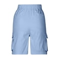 thumbnail image 6 of Twczz Womens Cargo Shorts with Pockets- Elastic Waist Drawstring Stretch Baggy Casual Hiking Shorts Light Blue Size XL, 6 of 6