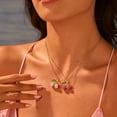 thumbnail image 2 of NICKSUN 18K Gold/Silver Plated Stainless Steel Cherry Pendant Necklace, Sparkling Cubic Zirconia Cute Fruit Choker, Dainty Delicate Clavicle Chain for Women, 2 of 6