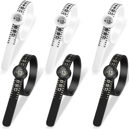 6 Pcs Ring Sizer Gauge with Magnifying Glass US 1-17 Sizes, Reusable Jewelry Sizing Tool for Men & Women - Finger Size Measurement for Accurate Fit