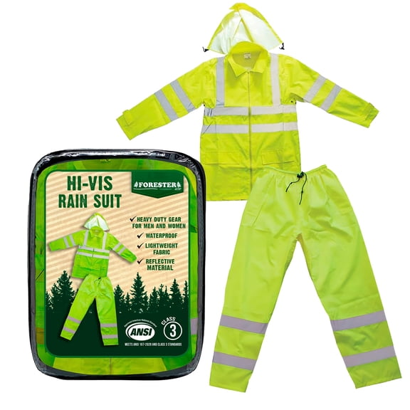 Forester Class 3 Hi Vis Green Rain Suit (Small)