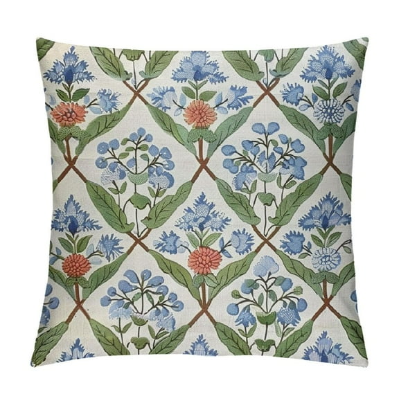 Creowell  Steel Blue Block Print Throw Pillow Covers for Decorative Couch Pillows for Living Room, Chic Boho Cute Outdoor Valentine Pillows Covers Gifts,Multi-Size