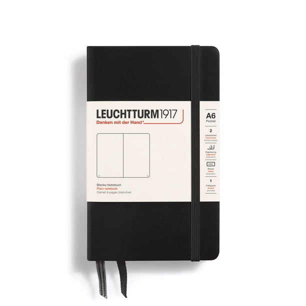 Libreta LEUCHTTURM1917, tapa dura, bolsillo, A6, 187 páginas, color negro